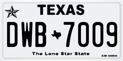 TX license plate DWB7009