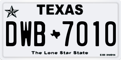 TX license plate DWB7010