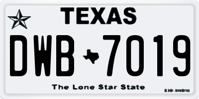 TX license plate DWB7019
