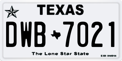 TX license plate DWB7021