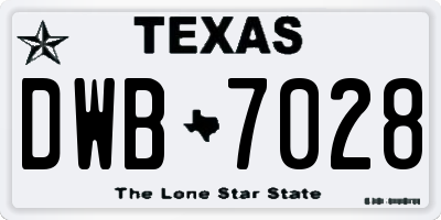 TX license plate DWB7028