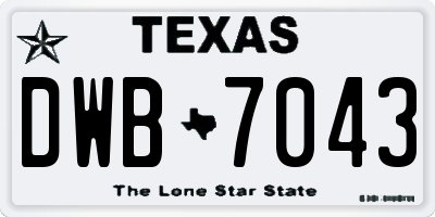 TX license plate DWB7043