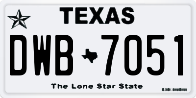 TX license plate DWB7051