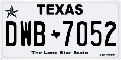 TX license plate DWB7052