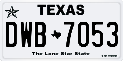 TX license plate DWB7053