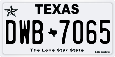 TX license plate DWB7065