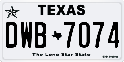 TX license plate DWB7074