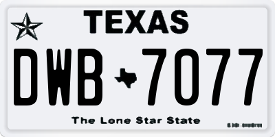 TX license plate DWB7077
