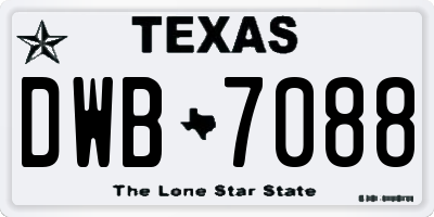 TX license plate DWB7088