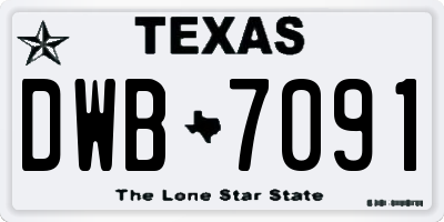 TX license plate DWB7091