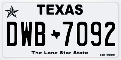 TX license plate DWB7092