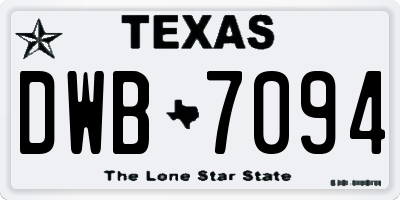 TX license plate DWB7094
