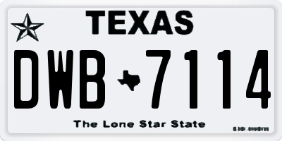 TX license plate DWB7114