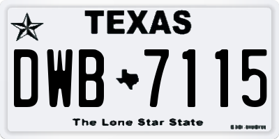 TX license plate DWB7115