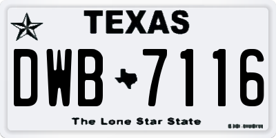 TX license plate DWB7116