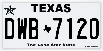 TX license plate DWB7120