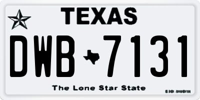 TX license plate DWB7131