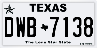 TX license plate DWB7138
