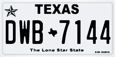TX license plate DWB7144