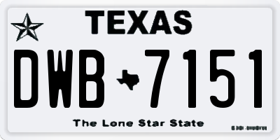 TX license plate DWB7151