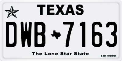 TX license plate DWB7163