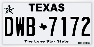 TX license plate DWB7172