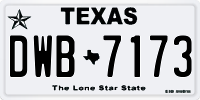 TX license plate DWB7173