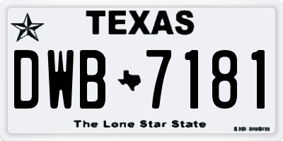 TX license plate DWB7181