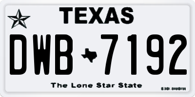 TX license plate DWB7192