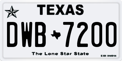 TX license plate DWB7200