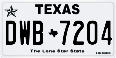 TX license plate DWB7204
