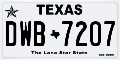 TX license plate DWB7207