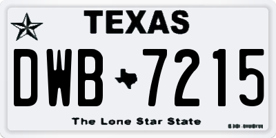 TX license plate DWB7215