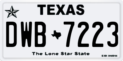 TX license plate DWB7223