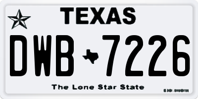TX license plate DWB7226