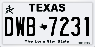 TX license plate DWB7231