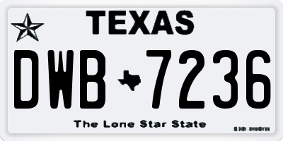 TX license plate DWB7236
