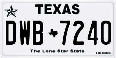 TX license plate DWB7240