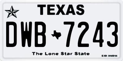 TX license plate DWB7243