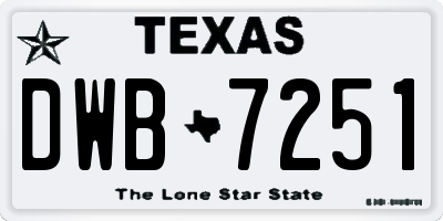 TX license plate DWB7251