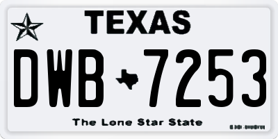 TX license plate DWB7253