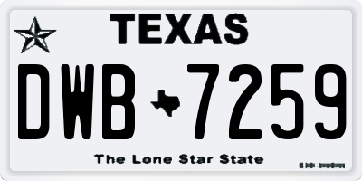 TX license plate DWB7259