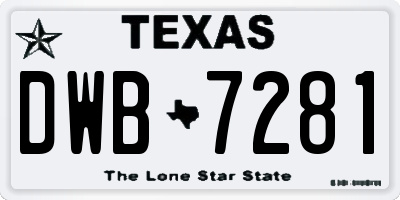 TX license plate DWB7281