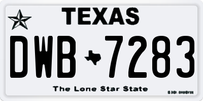 TX license plate DWB7283