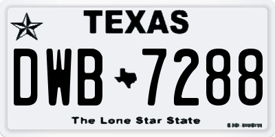 TX license plate DWB7288