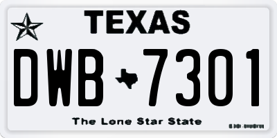 TX license plate DWB7301