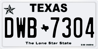 TX license plate DWB7304