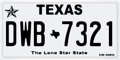 TX license plate DWB7321