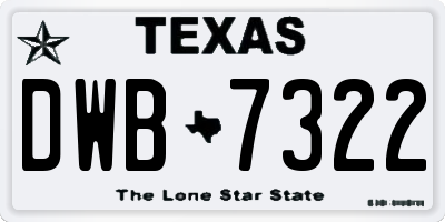 TX license plate DWB7322