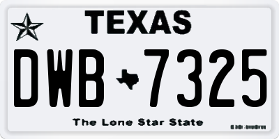 TX license plate DWB7325